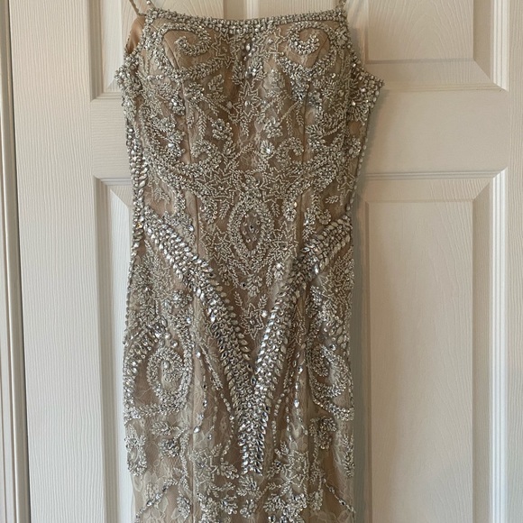 Beautiful Ivory Beaded/Lace Prom Gown Size 2 - Picture 4 of 7